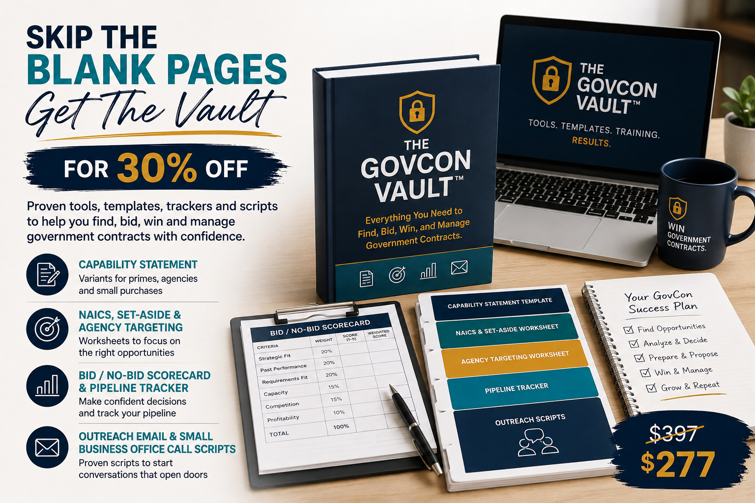 The GovCon Vault — tools, templates, trackers, and scripts to find, bid, win, and manage government contracts